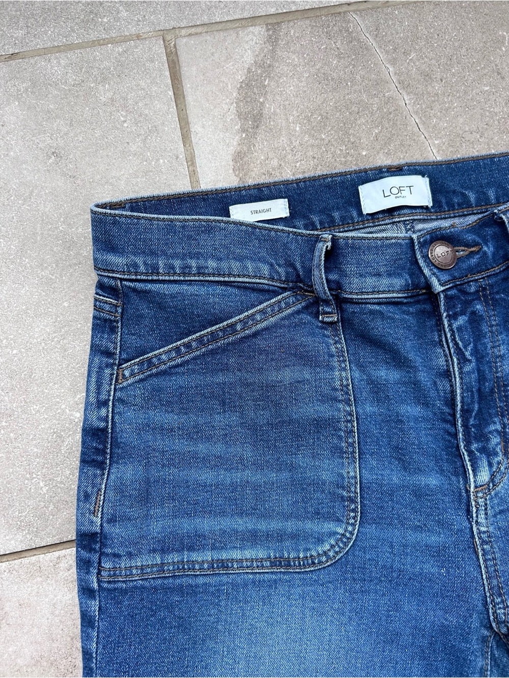 LOFT Straight Denim Jeans Blue Medium Wash Button Zip 5-Pocket Women Size 4 - Picture 2 of 7
